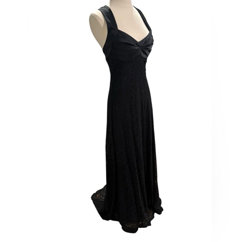 Black Lace/Satin Floor Length Maxi Ball/Prom Dress by Calvin Klein  -size 2
